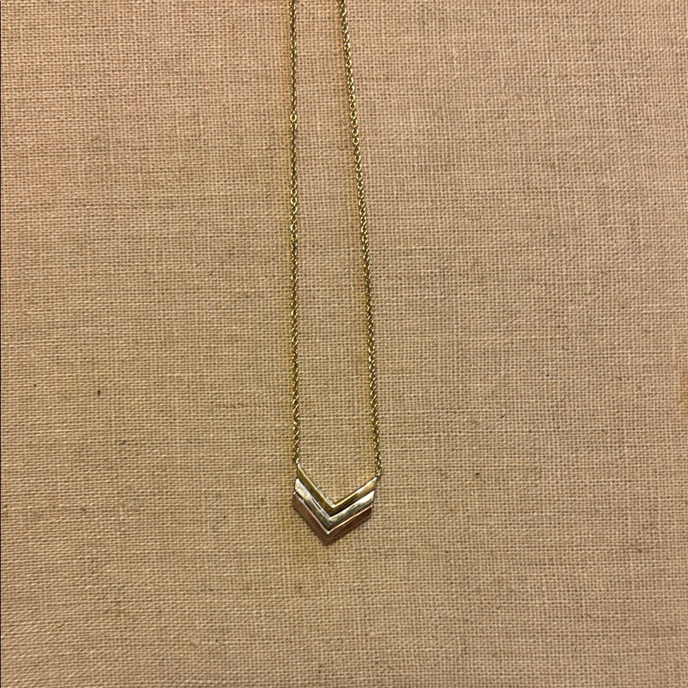 Stella & Dot x Maya Brenner Gold-Silver-Rosé Gold Chevron Necklace
